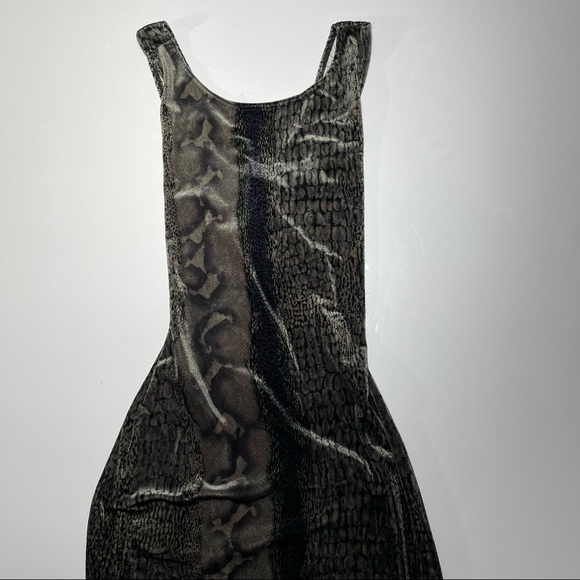 80s Velvet Snake Skin Bodycon Maxi Dress - Picture 3 of 9